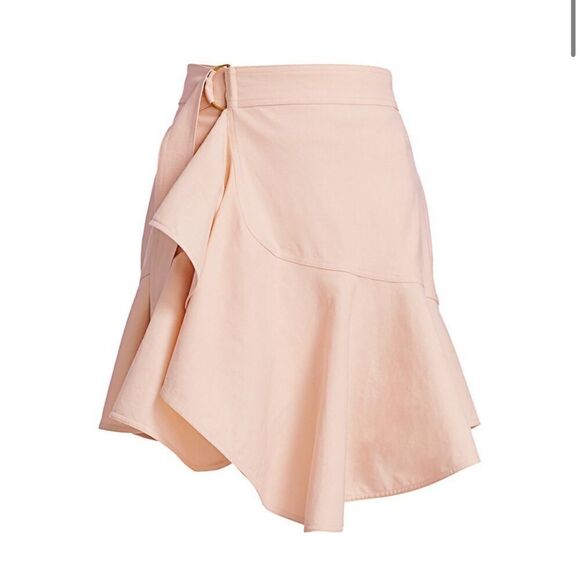 NEW ALC Amalie Linen-Denim Mini Wrap Skirt in Buttercup Pale Pink Size 0 - Picture 12 of 13